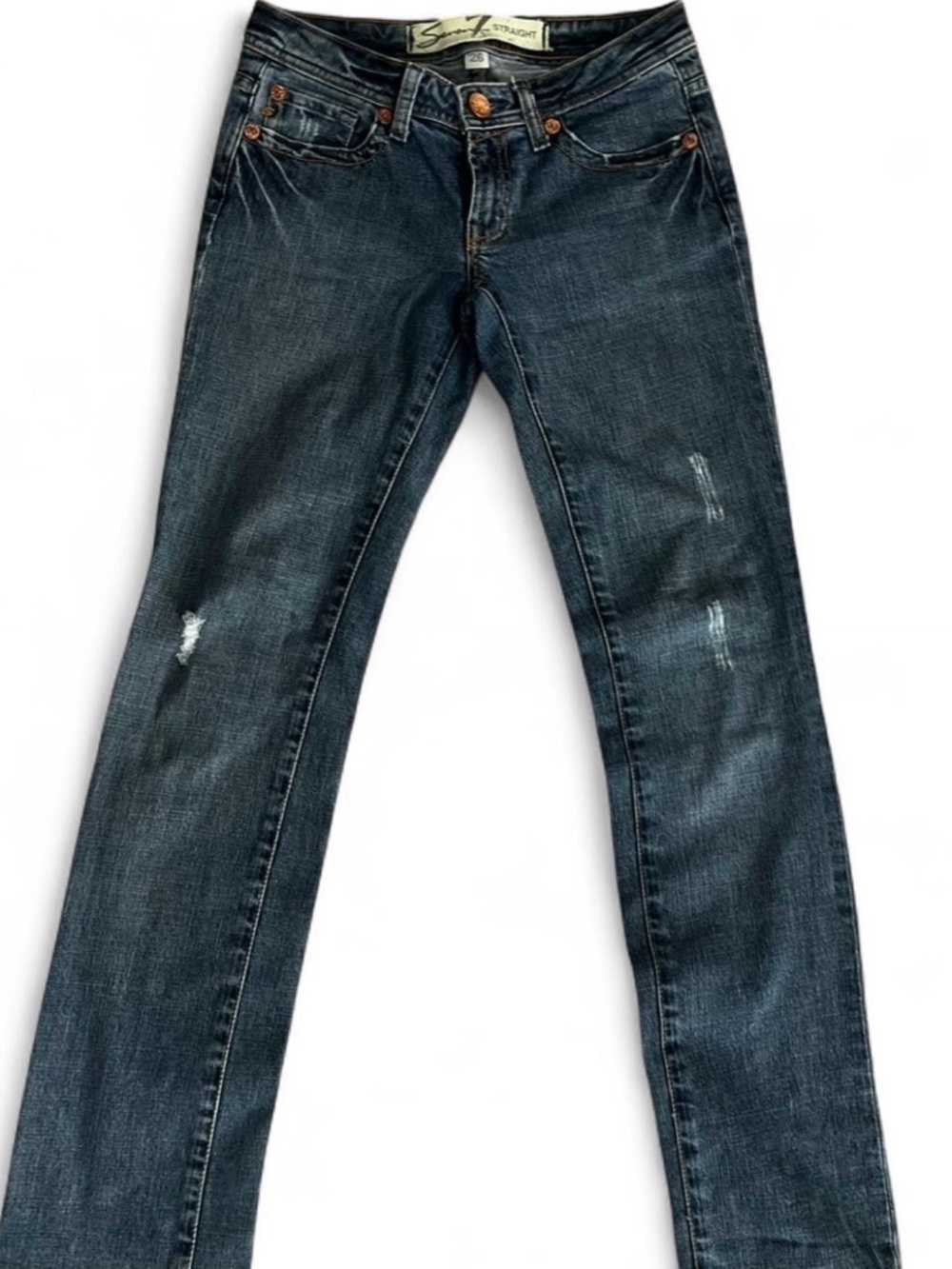 Seven7 Dark Indigo Straight Jeans with Copper Rivets